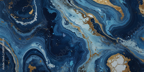 Beautiful abstract blue and white marble luxurious wall grunge background. Blue marble stone wall texture.	
