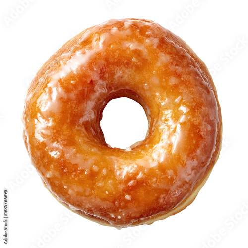 Glazed donut, overhead view (2)