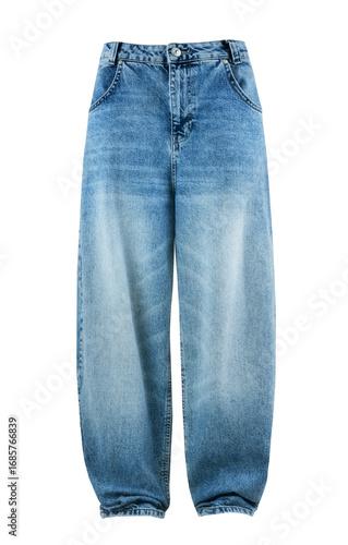 Foto Baggy wide leg loose female jeans isolated on white, object cutout