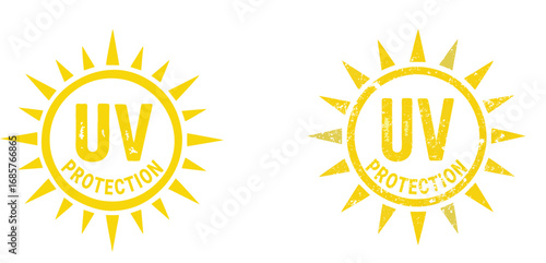 UV sun protection icon yellow sunshine logo skincare sunscreen product symbol