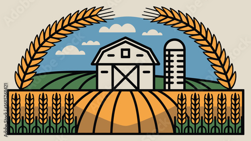 Farm agriculture barn silo wheat fields rural countryside farming harvest crops food