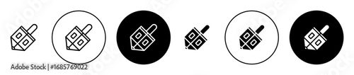Hanukkah dreidel outline icon set. Hanukkah dreidel outline vector symbol in black filled and outlined style.