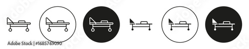 Stretcher icon set. Stretcher vector symbol in black filled and outlined style.
