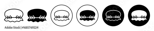 Shower cap icon set. Shower cap vector symbol in black filled and outlined style.