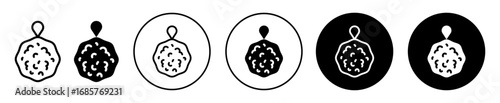 Shower sponge ball icon set. Shower sponge ball vector symbol in black filled and outlined style.