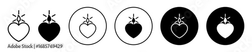 Heart candle icon set. Heart candle vector symbol in black filled and outlined style.