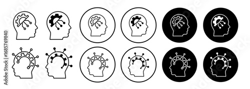 Critical Thinking icon set in black filled and outlined style. suitable for UI designs