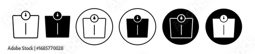 Scales icon set in black filled and outlined style. suitable for UI designs