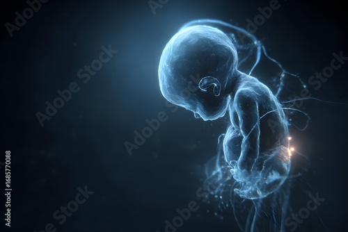 Human fetus development illustration baby in womb pregnancy science and health