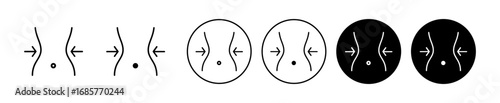 Weight loss icons in black filled and outlined set