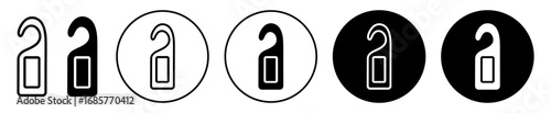Door hanger icons in black filled and outlined set