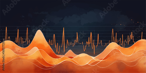 Blue ecg medical technology with red heart beat and sound wave graph