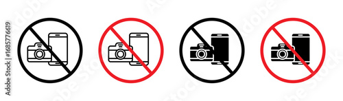 Photo and phone forbidden signs set. vector illustration