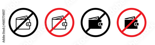 No wallet sign set. vector illustration
