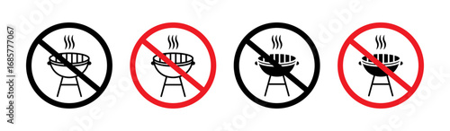 No grill sign set. vector illustration