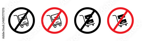 No hand truck sign set. vector illustration
