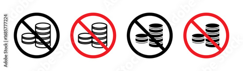No cash sign set. vector illustration
