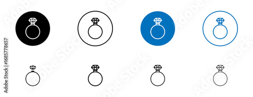 Diamond ring icons set. vector illustration