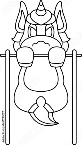 Unicorn Bodybuilder Pull ups Bodybuilding Animal Vecor Graphic Art Illustratio