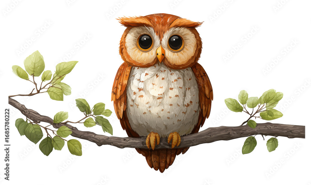 Obraz premium Cute owl perched on a branch
