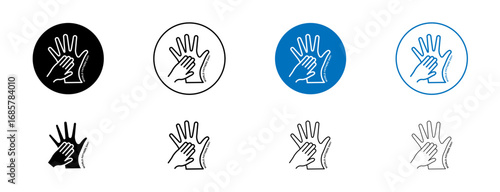World fathers day icons set in black and blue colors on white background