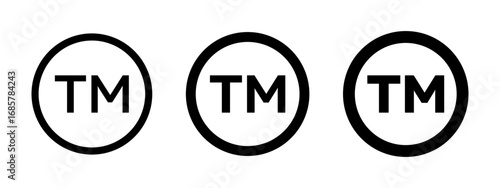 TM trademark icons set in black and blue colors on white background