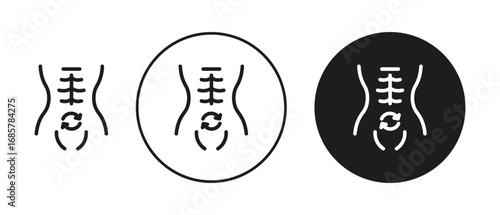 Supports digestive health icons set in black and blue colors on white background