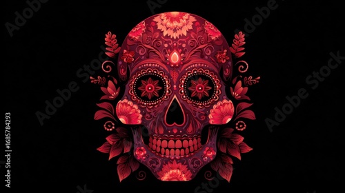 a skull with flowers on it's head