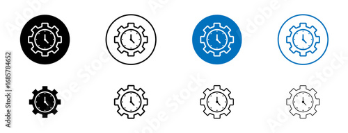 Productivity and efficiency icons set in black and blue colors on white background