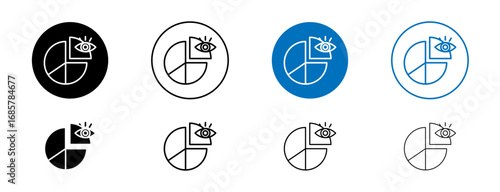 Predictive analytics icons set in black and blue colors on white background