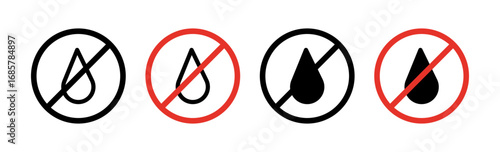 Oil free icons set in black and blue colors on white background