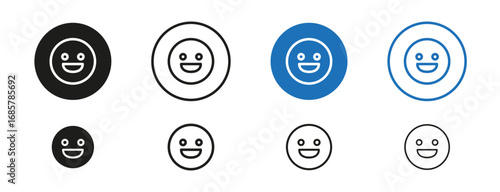 Improves mood and focus icons set in black and blue colors on white background