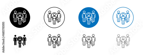 Hiring icons set in black and blue colors on white background