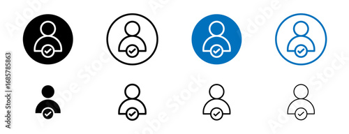Hired icons set in black and blue colors on white background