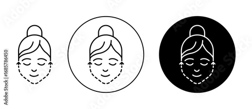 Facelift icons set in black and blue colors on white background