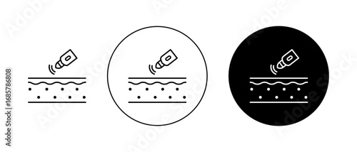 Dermatology beauty therapy for body skin icons set in black and blue colors on white background