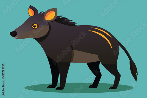 Digital illustration of a Tasmanian tiger in a colorful design