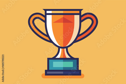 Bright trophy showcasing achievement on a vibrant yellow background