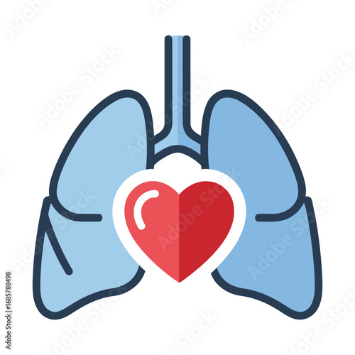 Illustration of lungs and heart symbol medical health concept