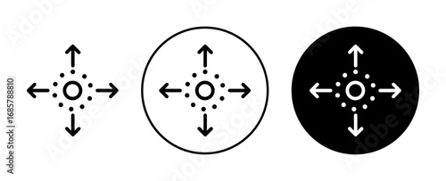 Flexibility icons set in black and blue colors on white background
