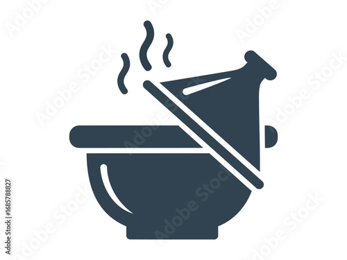 Steaming pot icon with lid ajar showing hot food