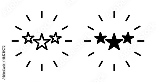 Appreciation icons set in black and blue colors on white background