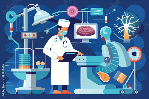 Medical professional conducts examination using advanced technology in healthcare facility