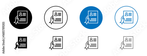 Resume icons set in black and blue colors on white background