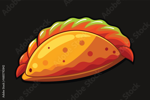 Colorful taco with vibrant ingredients on a dark background