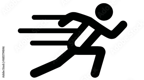 Simple black icon of a person running with speed lines.