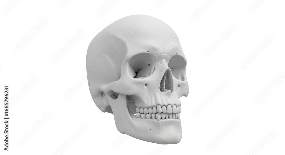 Obraz premium Isolated Human skull detail study in grayscale vector medical anatomy representation