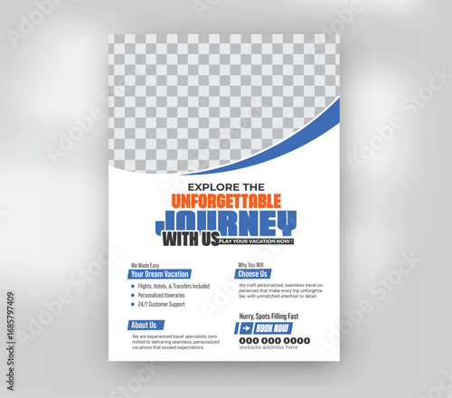 Adventure Ocean Travel Flyer Template Tropical Boat Excursion Vacation Brochure
