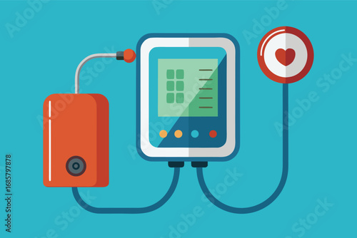 Digital blood pressure monitor displaying readings with heart symbol on the side