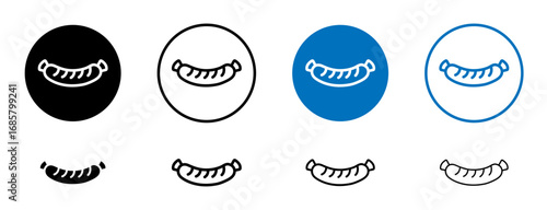 Sausage icons set in black and blue colors on white background